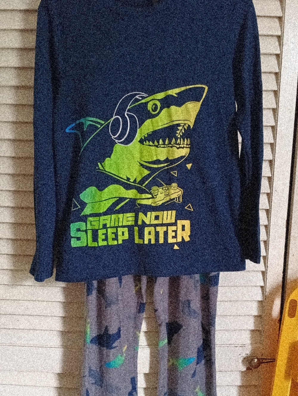 Kids Navy 'Game Now Sleep Later' Shark Pajama Set